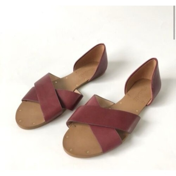 Madewell Shoes - Madewell Red Leather The Thea Crisscross Flat Sandals Women’s 9 Shoes *Read
